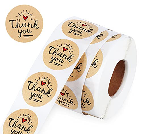 Adorfine 600 pegatinas de agradecimiento de 3 cm, papel de estraza de color oro rosado, autoadhesivas, redondas, de agradecimiento, para cumpleaños, bodas y sobres Cover