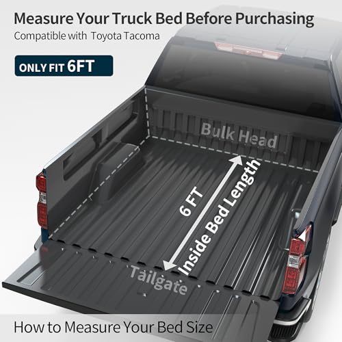 Image of OEDRO FRP Hard Tri-fold Tonneau Cover Fits for Toyota Tacoma 2024 2025 2026 6ft Bed (Excl. Trail Edition), Weather-Resistant