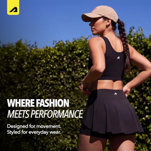 Image of Boldfit Skorts for Women Sports Activewear Skirt with Inner Shorts and Pockets Pickleball, Badminton Tennis Skort Athletic Workout Gym Running Golf Shorts High Waisted Flared Mini Skirt- Jet Black
