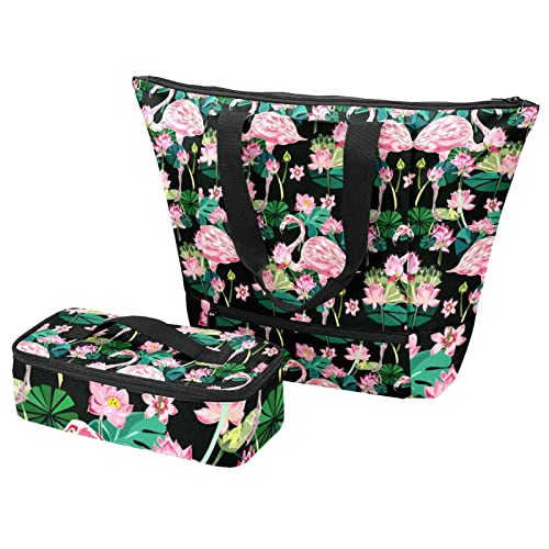 Sac repas isotherme flamant rose idéal pour pique-nique, travail et école