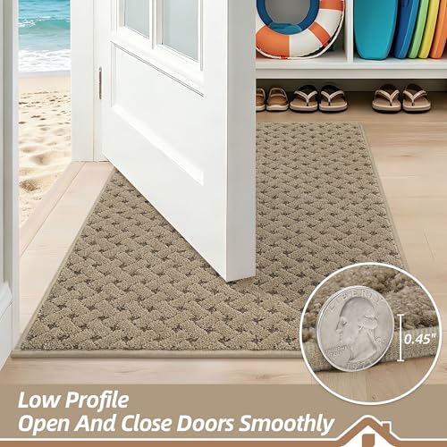 Image of BEQHAUSE Dirt Trapper Door Mat Non-Slip Entryway Rugs, 32 inch x 48 inch, Beige