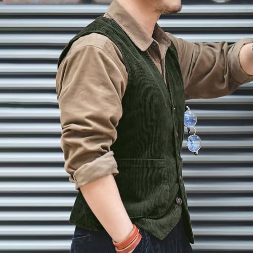 Chaleco de pana para hombre con diseño retro británico informal 3