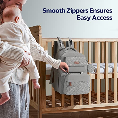 Maelstrom Large Diaper Bag,29L-45L Expandable Diaper Bag Backpack For 2 Kids/Twins Baby Stuff, With Removable Cross Body Bottle Bag For Mom/Dad,Stylish Baby Bag Gift For Boys/Girl-Grey #TOP5