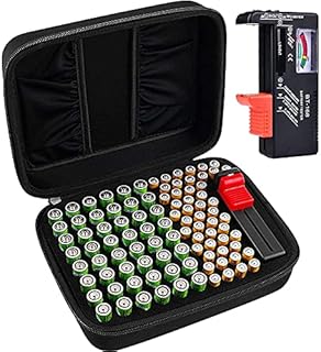 Comecase Sztywne pudełko do przechowywania akumulatorów Rozmiar M: 96 sztuk + tester.