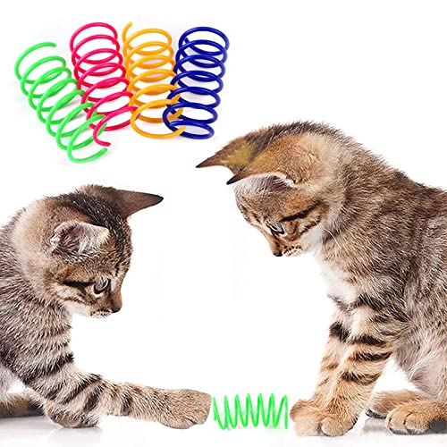 TUKNN Giocattolo a Molla per Gatti Interattivo - Colorato Molle a Spirale in Plastica per Gattino - 4 Pezzi