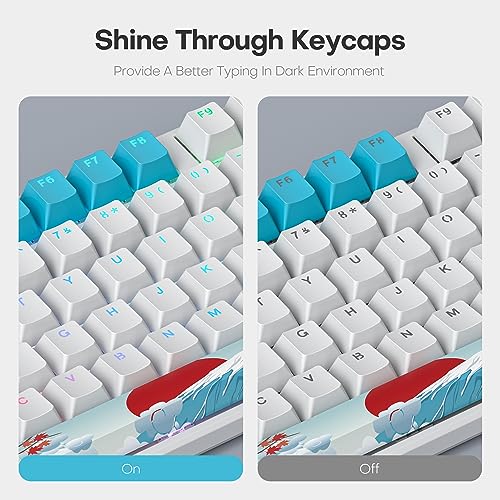 Image of PBT Double Shot 104 Keys Keycaps, OEM Profile Custom Keycaps Set for 61 /87 /104 MX Switches Mechanical Keyboard(Sea)