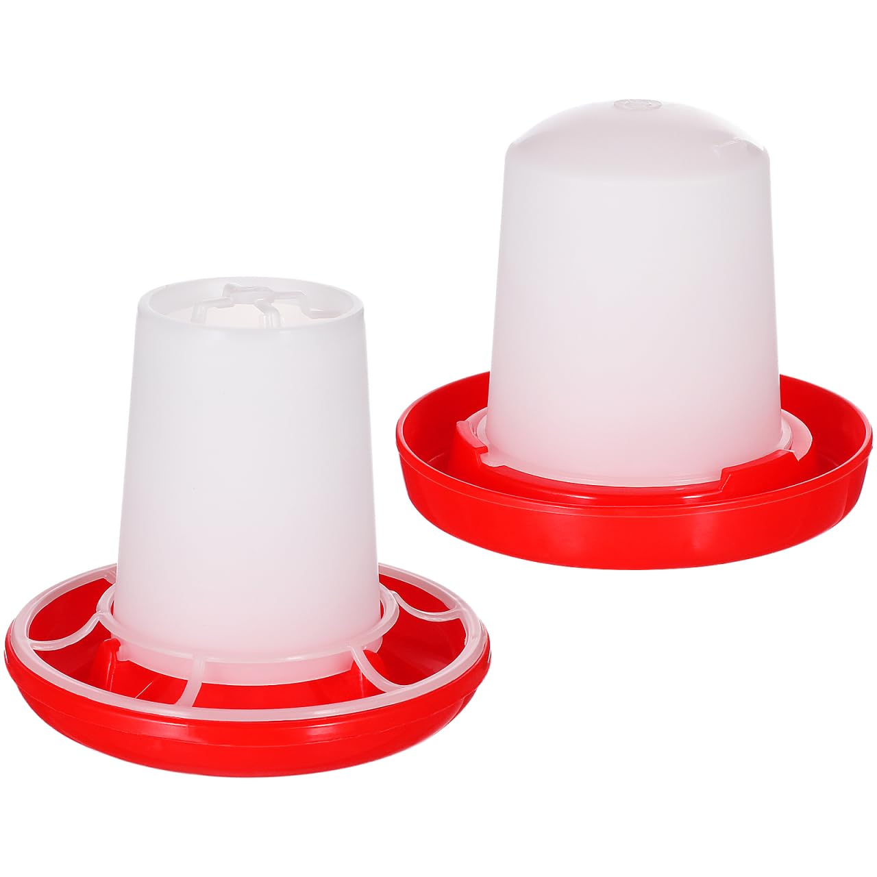 Warmhm Chick Feeder and Waterer Kit Plastic Poultry Feeder Automatic Ducklings Pigeons Feeder Drinker Set for Farm and Brooder Use, Red