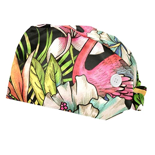 Gorros de trabajo con acabados premium y diseño de flamencos pack de dos unidades unisex