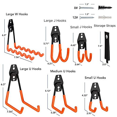 Marvoware 24 Pack Garage Hooks, Steel Heavy Duty Storage Organizer, Anti-Slip Double Wall Mount Holder, Utility Power Tool Pegboard Hooks For Ladder, Garden Tools, Bike, Hoses #TOP3