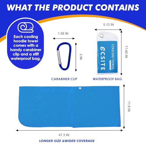 CSITE Cooling Hoodie Towels, Instant Cooling Towels for Neck and Face, UPF 50 Sun Protection, Ice Towel for Hot Weather, Head Towel for Sports, Camping, Cycling & More Activities