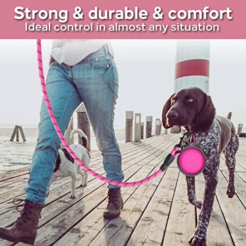 Cooyoo 2 Pack Dog Leash 2/5/6 Ft Heavy Duty - Comfortable Padded Handle - Reflective Dog Leash For Medium Large Dogs With Collapsible Pet Bowl #TOP2