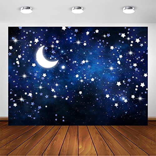 Avezano Starry Night Backdrop Galaxy Night Sky Photography Background for Birthday Baby Shower Decorations Twinkle Twinkle Little Star Newborn Baby Portrait Photoshoot Photo Booth (7x5ft)