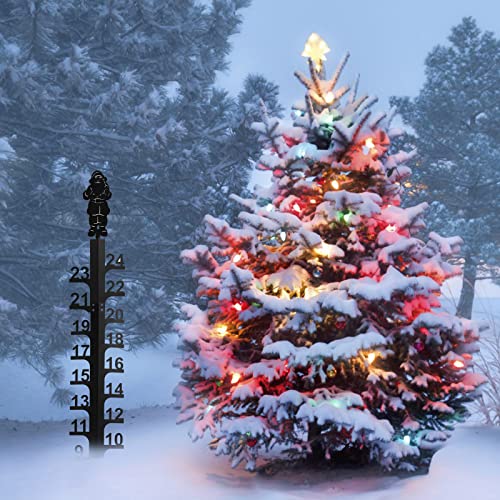 cjc Snow Gauge, 24 Inch Snow Gauge,iron Art Snow Gauge Outdoor Christmas Decorations Handmade Metal Snow Measuring Stick Snow Gauges for Yard, Detachable Snow Gauge Outdoor (Santa Claus)