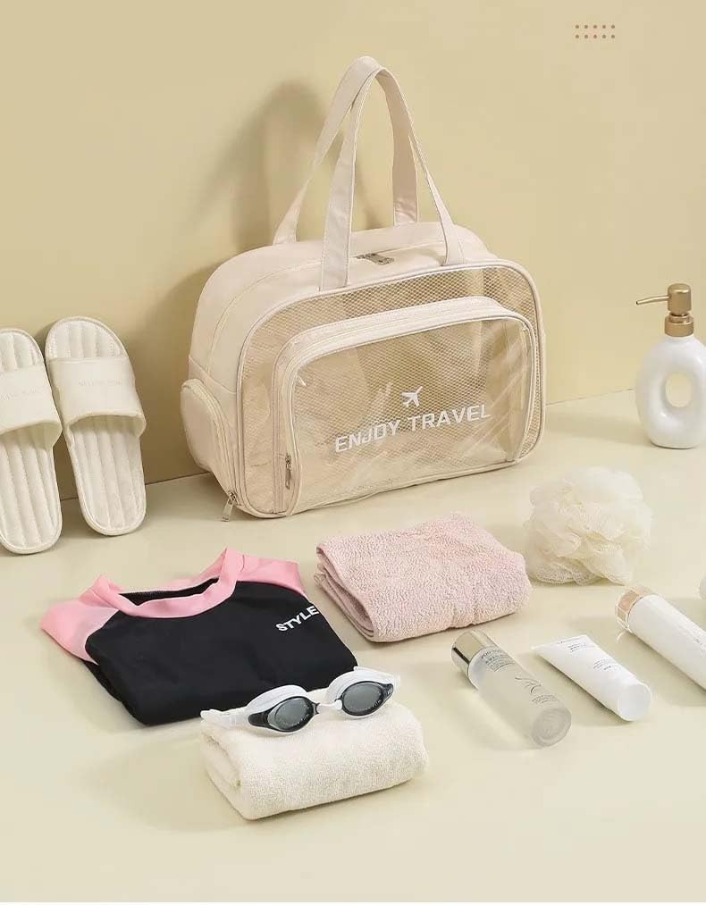 Bolsa Necessaire Transparente Impermeável para Praia e Piscina, itens pessoais e de higiêne