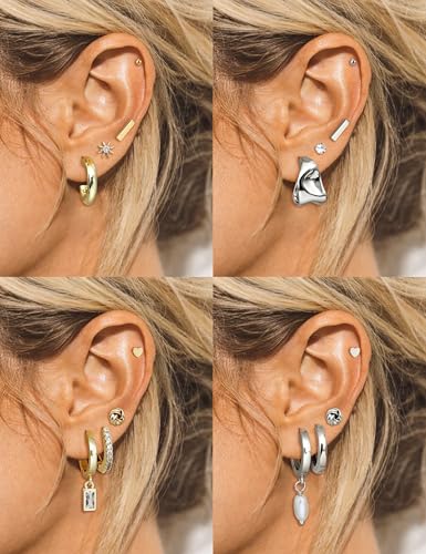SAILIMUE 8Pair Hypoallergenic 14K Gold Plated Flat Back Earrings for Women - image 6