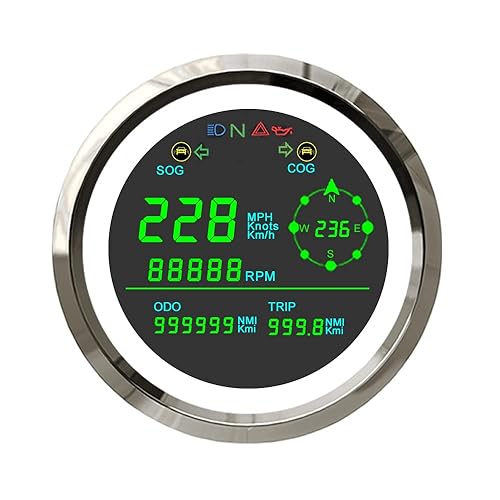 ELING Velocímetro GPS digital de 3 38 pulgadas con tacómetro, Tripmetro, cuentakilómetro, ajustable para carreras de autos de carreras, motocross,