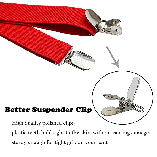 Jiaqee Red Suspenders And Bow Tie For Men And Women Y-Shaped Heavy Duty Back Suspenders & Bowtie Set #TOP4
