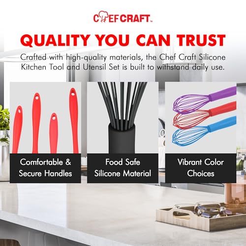 Image of Chef Craft Premium Silicone Wire Cooking Whisk, 10.5 inch, Black