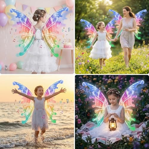 Alas de hada eléctricas para niñas con luces LED miniatura 6