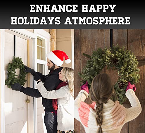 Komotu 15" Wreath Hanger For Front Door - Halloween Christmas Easter Decoration Metal Over The Door Single Hook Ornament Wreath Door Hanger (Black) #TOP5