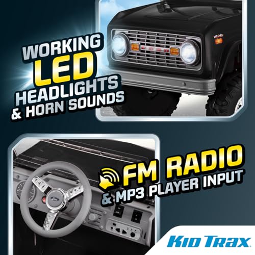image for Kid Trax 6V Ford Bronco Ride-On Toy for Ages 3-5, Battery Powered, LED
