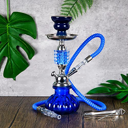 The7boX Hookah Set 1 Schlauch mit 50 Stück Shisha Blechfolie, hoch 29,0 cm klein tragbar blau Rauchglas Shisha – Bild 7