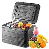 Erivess 12 Volt Car Refrigerator, 11QT(10L) -4°F~68°F, Dual Power 12/24V DC & 110-240V AC Electric Fridge, Battery Powered Cooler, Portable Freezer for Camping, Travel, RV, Truck, Boat & Home Use