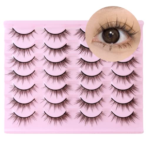 Pestañas Postizas 14 pares de Pelo Artificial 3D Multipack, Tiras Completas, Natural Pestañas Falsa Largas Adecuado para Trabajar Citas Fiesta (Pequeño Diablo) Cover