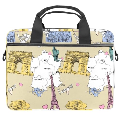 Maletín para laptop de 13 a 14.5 pulgadas con diseño de mapa de Francia multicolor