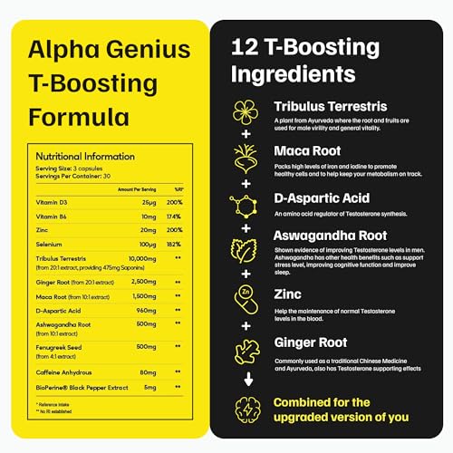 JustFloow Alpha Genius® Testosterone Supplements for Men - Improve Recovery, Energy Levels & Muscle Function - Testosterone Booster Formulated with Tribulus Terrestris, D-Aspartic Acid & Maca Roots - Image 4