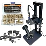 Vertical Heat Press Machine-Heat Set Insert Tool (Insertion Height 210mm) with 380PCS Threaded Inserts and Heat Set Tips M2-M8 add Brass Metric Knurled Nuts for Plastic and 3D Printing Components