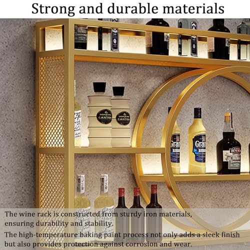 Casier à vin mural en métal avec éclairage LED et support verre