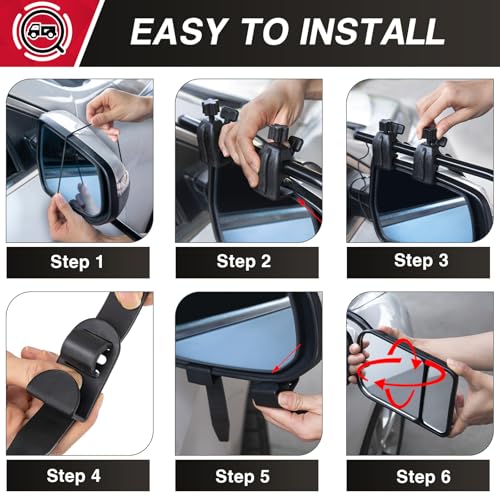 Universal Towing Mirrors - Mirror Extenders for Towing, Clip-on Tow Mirro r, 360 Degree Rotation Adjustable Tow Mirrors for Vehicle Car Truck Trailer RV, Side Mirror Extensions for Towing, 2 Pack - Image 7