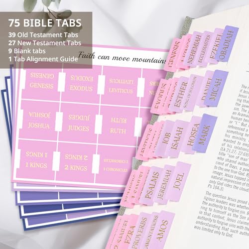 Image of Taja Bible Tabs, 75 Large Print Index Tabs for Women & Men