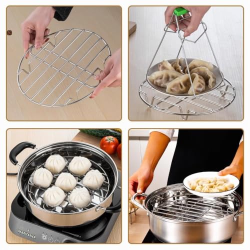 Miniatura 5 de Zsuiqin 3 Piezas Rejillas De Enfriamiento Redondas De Acero Inoxidable Rejilla Para Hornear Estantes De Enfriamiento Para Interiores, Exteriores, Camping, Picnic, Barbacoa