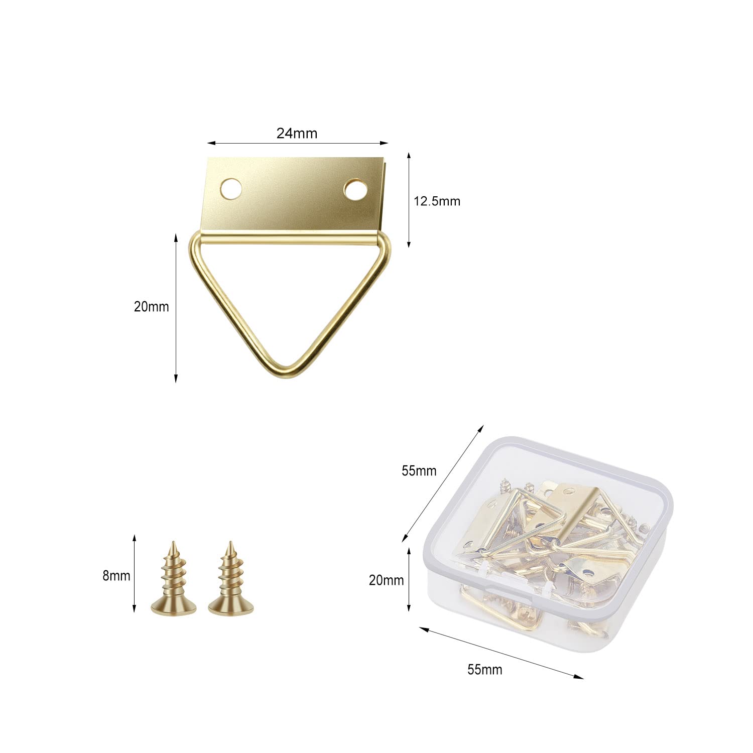 Ganci per quadri per parete rigida Kit per appendere quadri Gancio per parete rigida Triangolo grande 8pc-E