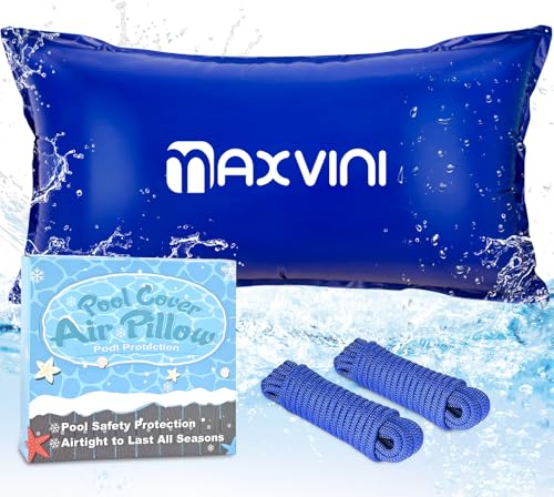 MAXVINI Poolkissen Winter 122×244 cm XXL Rechteckig Luftkissen Pool mit Doppelnaht zur Aufblasbare Poolabdeckung,Poolkissen für Aufstellpools Zubehör für Frost und Wetterschutz Inklusive 5M-Seil×2