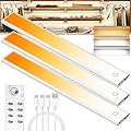 66 LED Under Cabinet Lights Wireless with Full Lighting,Rechargeable Closet Lights with Remote and Motion Sensor Indoor,Under Counter Light with CCT and Dimmable for Kitchen,Stair(3 Pack,7.87inch)