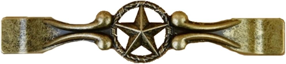 Set of 24 Drawer Handle Star with Barbwire Cabinet Pull Western Southwest Rustic Texas (Antique Brass)