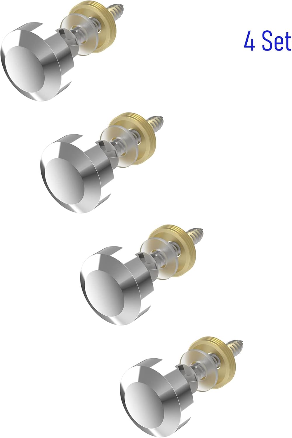 4 PCS 16mm Mirror Screws, Beveled Silver Lid, Bright Silver
