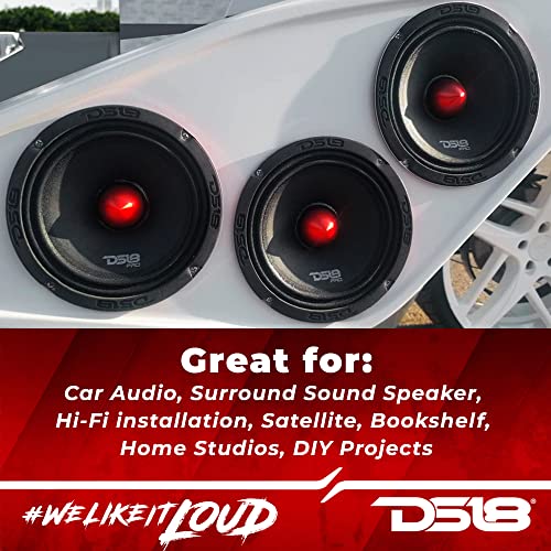 Ds18 Pro-X6Bm Loudspeaker - 6.5", Midrange, Red Aluminum Bullet, 500W Max, 250W Rms, 8 Ohms - Premium Quality Audio Door Speakers For Car Or Truck Stereo Sound System (1 Speaker) #TOP3