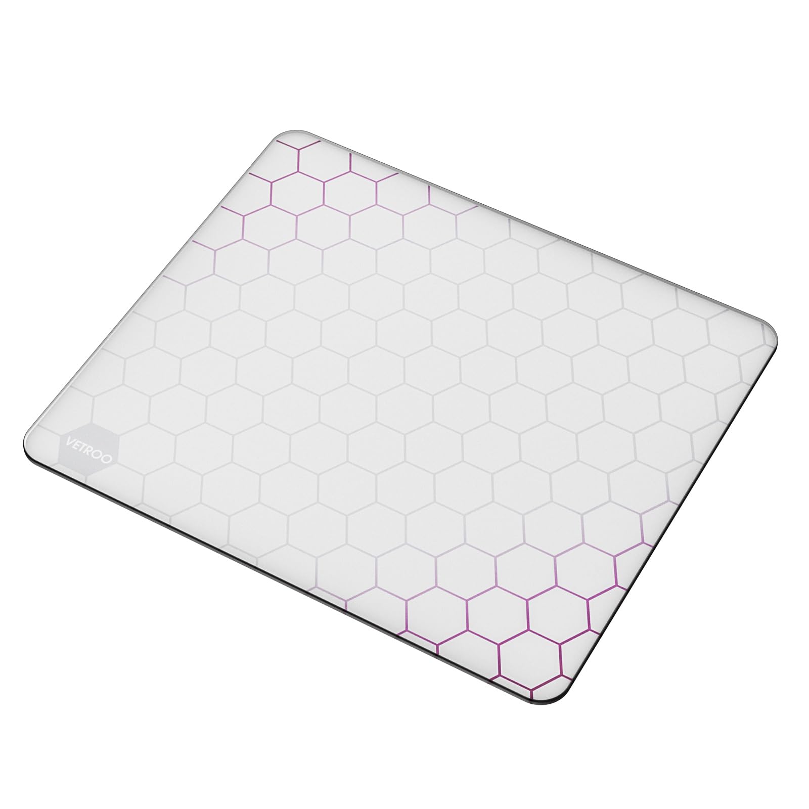 Vetroo GMP300 Tempered Glass Gaming Mouse Pad, Micro-Etched 3mm Tempered Glass with Silicone Anti-Slip Base, Multi-Layer Curing, Smooth Operation for Esport & Work (White