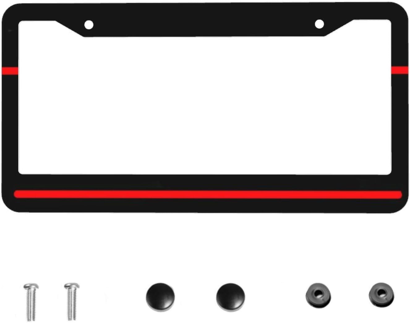 Thin Red Line License Plate Frame - Red Line License Plate Frames Aluminum Novelty Auto Car Tag Holder with 2 Holes 12.3 x 6.3 Inch Equipped with Screws for Women/Men Covers Covers