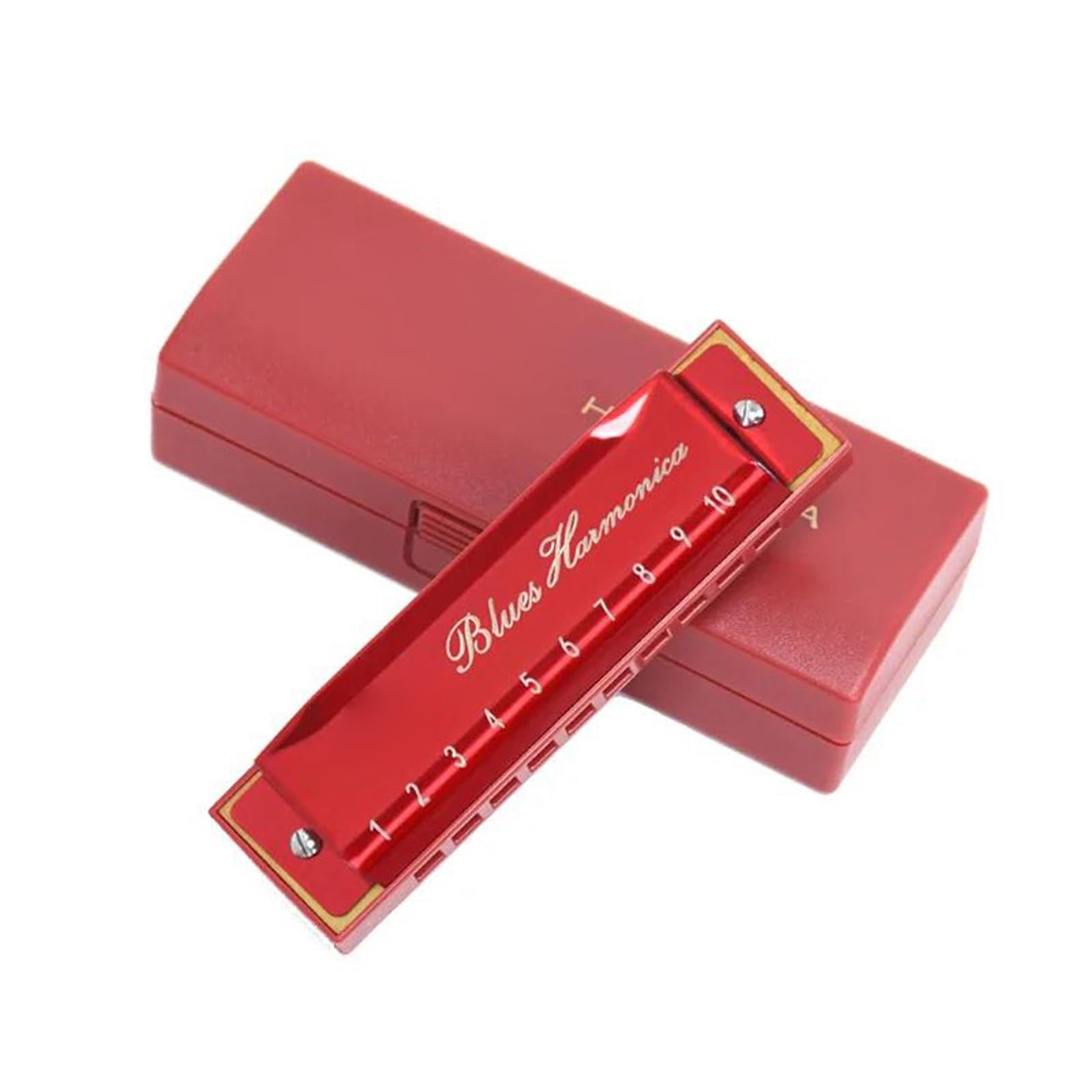 Armonica Armonica A Bocca C Tone Key 10 Fori Armonica A Bocca Arpa Strumenti Musicali Professionali Con Custodia(Red)