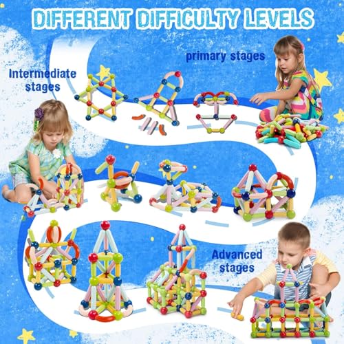 Image of Sky Tech Magnetic Sticks Building Blocks for Kids Toys for Girls | Magnetic Toys for Boys Age 3+Year 4 5 6 7 8 10 12 14 Old Educational Stem Learning Magnet Stick with Balls Game (25 pcs)