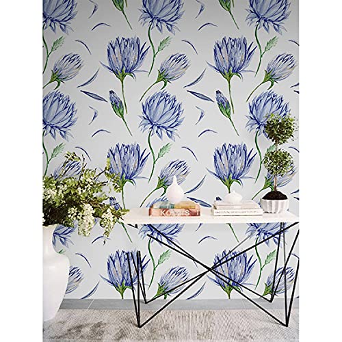 Papier peint cuisine et meuble étanche fleur d'indigo adhésif