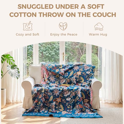 Image of LUTBM Boho Throw Blanket for Couch 50 inchx60 inch, Cotton Decorative Bed Throw
