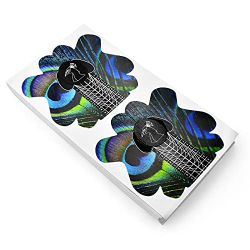 100Pcs Pro Almond Stiletto Tips Nail Form Leopard Tiger Giraffe Pattern Sturdy Forms For C Curve Acrylic Uv Gel Nails Builder False Nail Extension Nail Art Tool Guide Stickers (Ntf065-Peacock Pattern) #TOP4