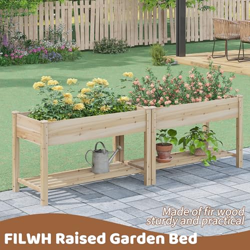 Image of Raised Garden Bed with Legs Elevated Wooden Planter Box Stand Large Planter Stand Box for Fruits Vegetables Flowers with Divider with Bag - 48 * 24 * 30.5IN