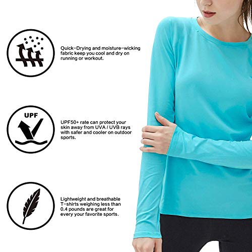 (Size: L) Womens Upf 50+ Long Sleeve Workout Running Shirts Quick Dry Outdoor Uv Sun Protection T-Shirt #TOP5